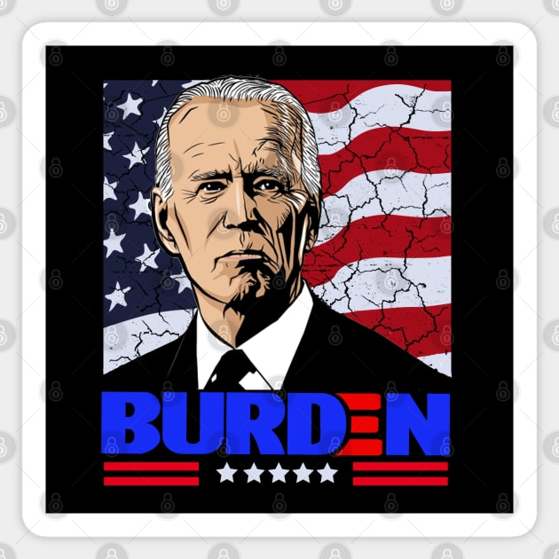 Burden Joe Biden Funny Political Cartoon Design Sticker by PsychoDynamics